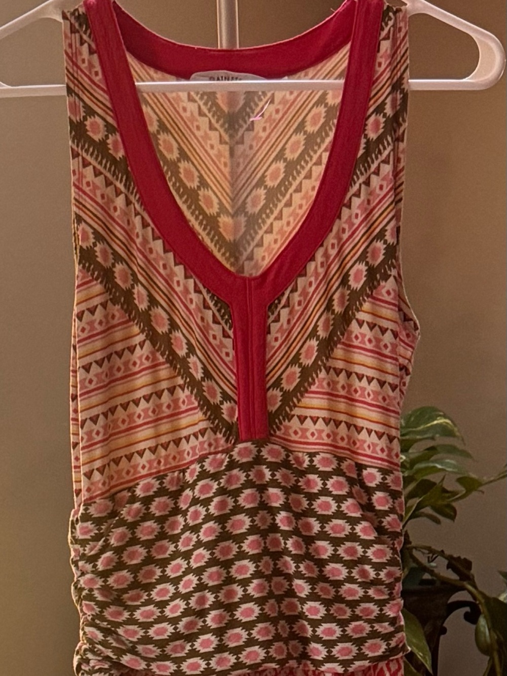 Athleta Pink and Olive Tribal-Print Maxi Dress